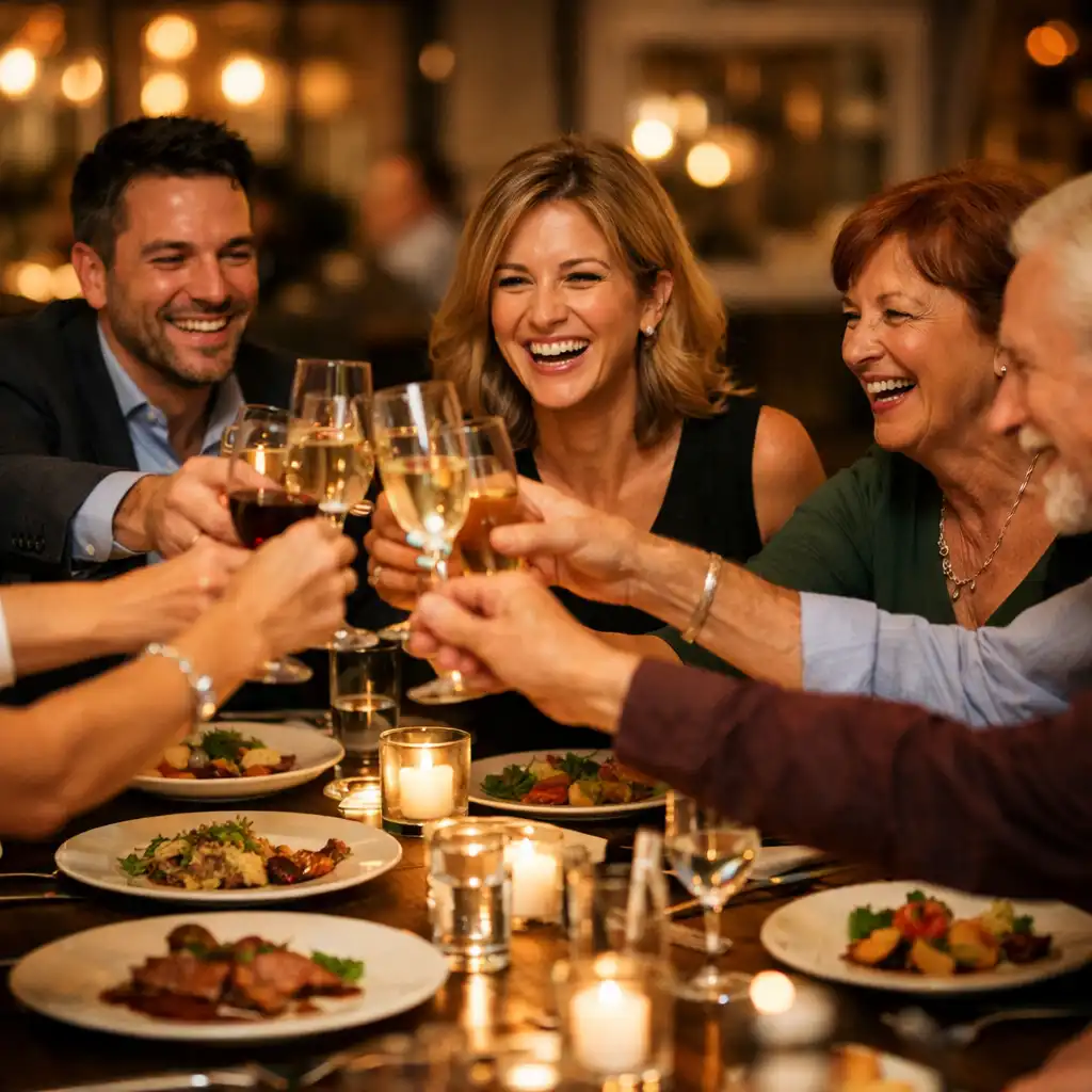 Guests celebrating with a toast