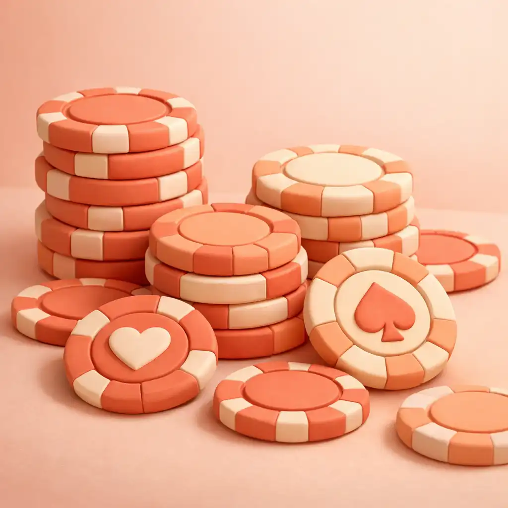 Clay-style poker chips close-up