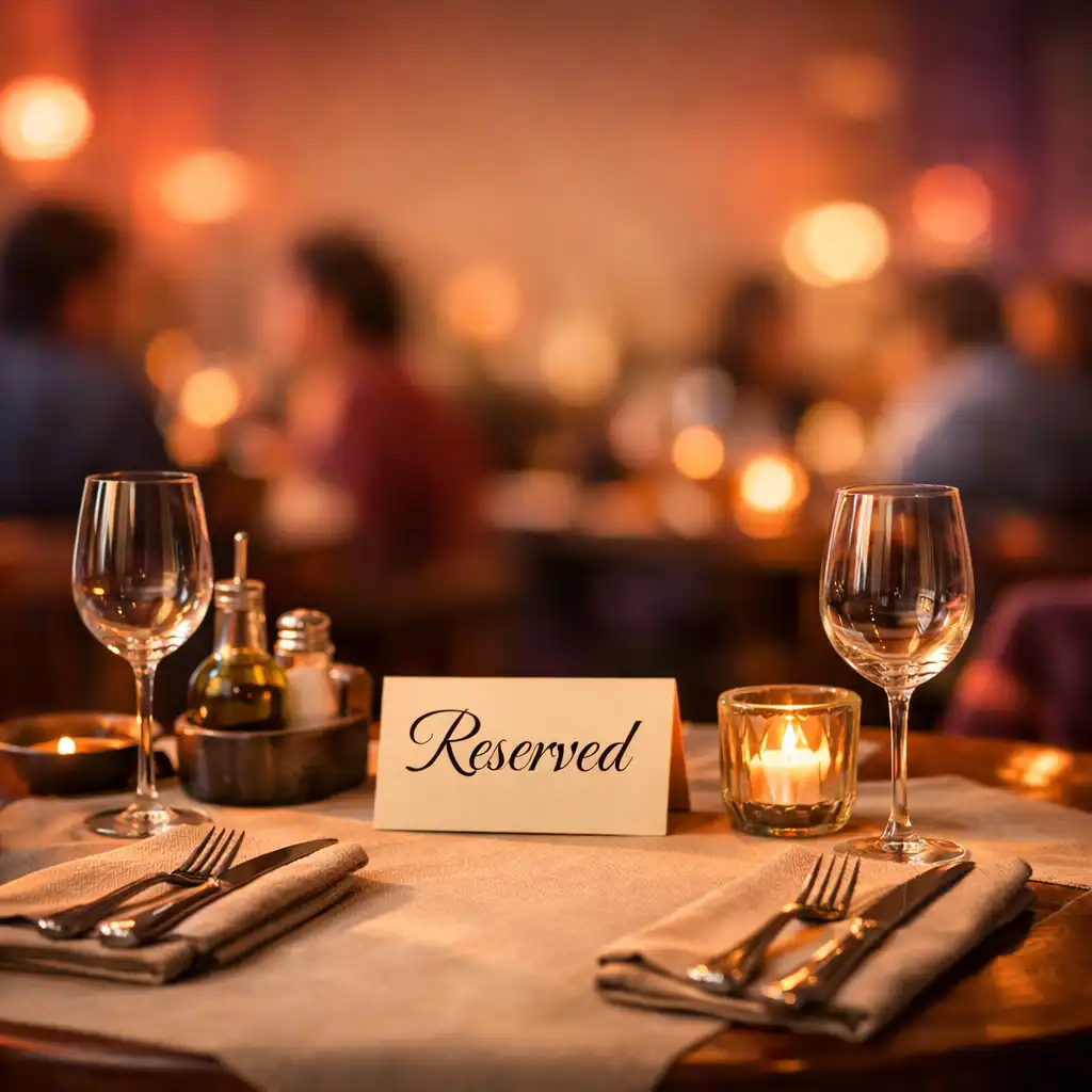 Reserved table in warm brasserie setting